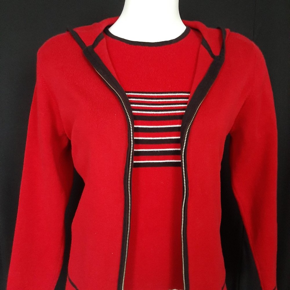 Red Hooded Sweater Twin Set